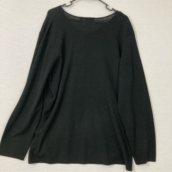 Liz Claiborne Black V Neck Floral Embellished Long Sleeve Sweater 2X - Picture 7 of 8